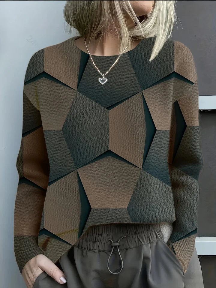 Camisola de mulher com estampa geométrica 3D