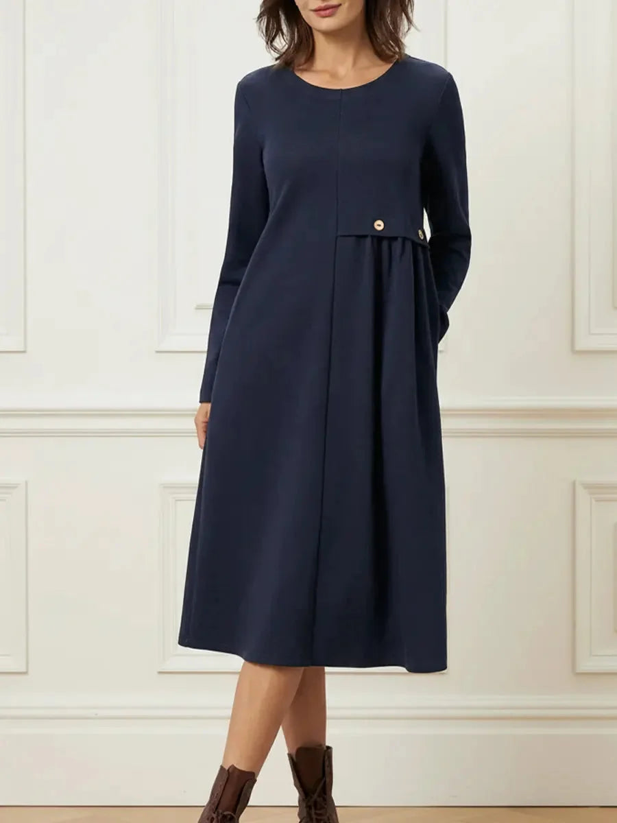 Vestido de mulher confortável de algodão com mangas compridas
