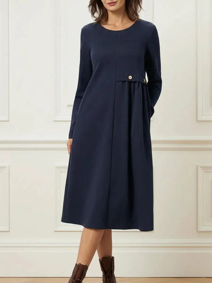 Vestido de mulher confortável de algodão com mangas compridas