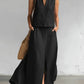 Conjunto minimalista e elegante de blusa e saia com decote em V