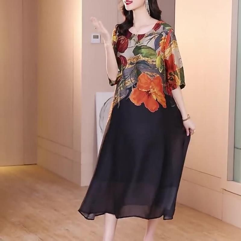 💃Novo 2025💕Vestido feminino elegante e arejado com flores em tamanhos grandes