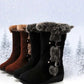 🔥 Botas de neve de cano médio para mulher com acabamento em pelúcia 👢