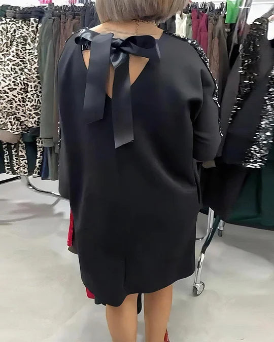 Vestido de fato de treino com decote em V e lantejoulas