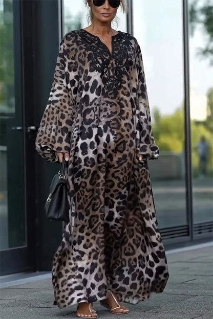 Saia comprida de renda leopardo