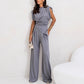 Conjunto elegante de duas peças para mulher em cor sólida