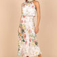 Vestido comprido com decote halter e estampado floral