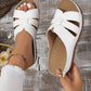 Pantufas ortopédicas de senhora em pele com bico aberto
