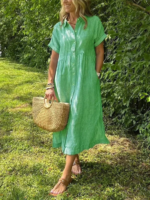 Vestido camiseiro listrado
