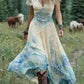Vestido comprido elegante com estampado floral