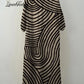Vestido retro de algodão para mulher com estampado geométrico desenhado à mão e bolsos.