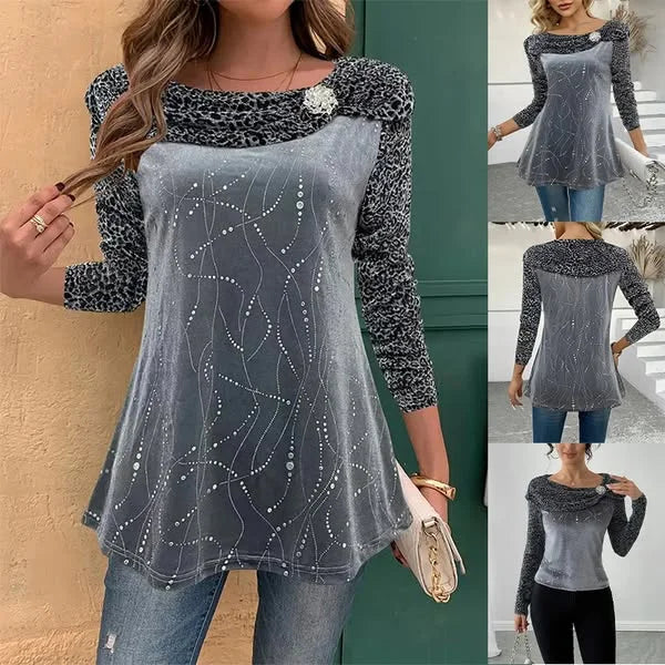 👗Uma elegante camisa de veludo adornada com pedras de zircónia — exalando luxo e adequada a qualquer ocasião.