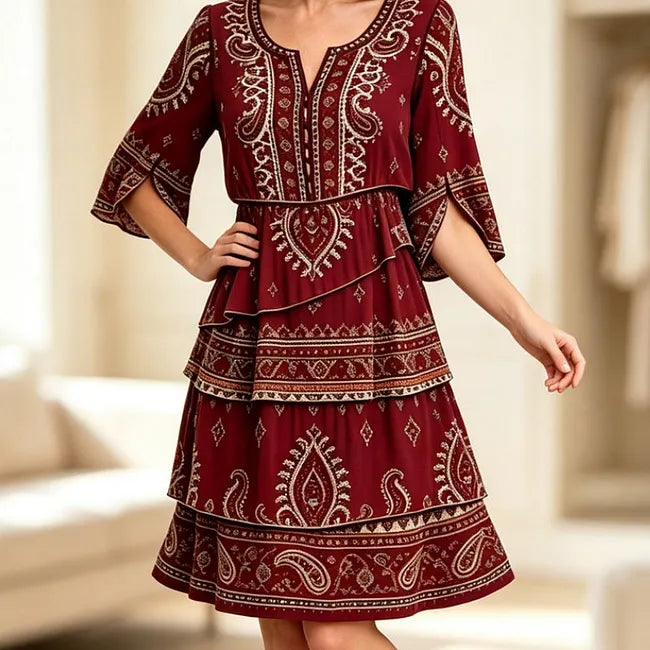 💃 Vestido de menina estilo boho com decote em V e folhos