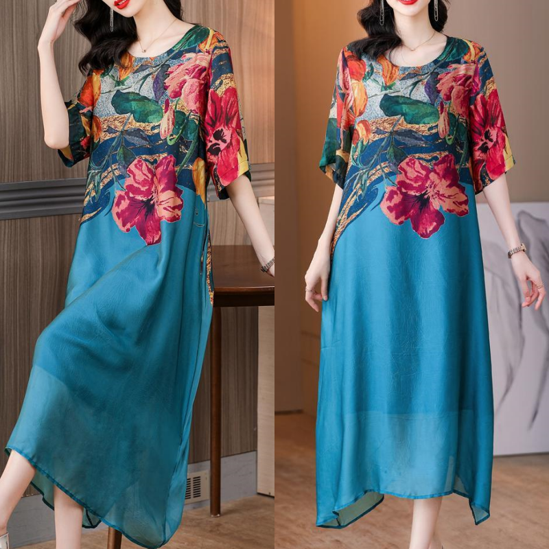 💃Novo 2025💕Vestido feminino elegante e arejado com flores em tamanhos grandes