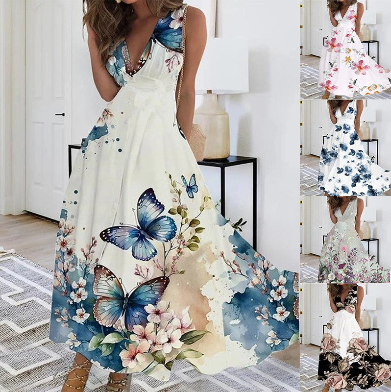 Vestido elegante sem mangas para mulher
