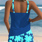 Tankini sem mangas estampado em forma de U