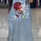 Vestido casual largo para mulher com decote em U e estampado Wash Water