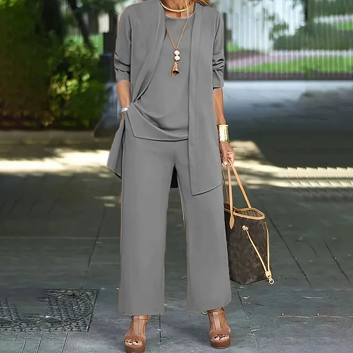 🧥Um elegante conjunto feminino de três peças com um corte descontraído🍂