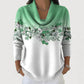 Camisola de mulher com decote drapeado e estampado floral