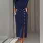 Vestido midi de cor sólida 2025