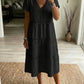 Vestido casual de retalhos em linho e algodão