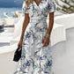 Vestido elegante com estampado botânico