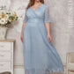 Vestido de noite comprido plus size verde esmeralda brilhante