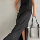 Vestido comprido de linho misto 2025