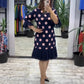 Vestido plissado para mulher com bolinhas