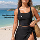 Conjunto de tankini com estampado floral e efeito redutor de medidas na barriga