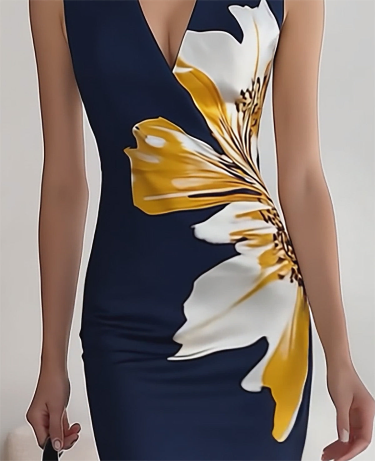 Vestido estampado sem mangas
