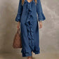 Vestido casual feminino moderno em algodão e linho