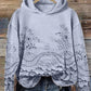 Sweatshirt casual para mulher com capuz floral texturizado e bolsos