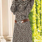 Vestido midi de malha floral primavera/outono de manga comprida para mulher