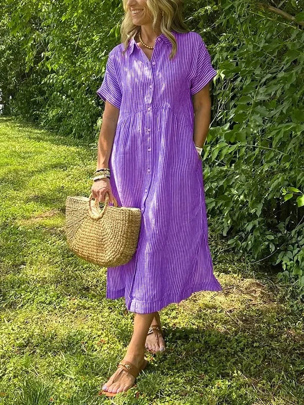 Vestido camiseiro listrado