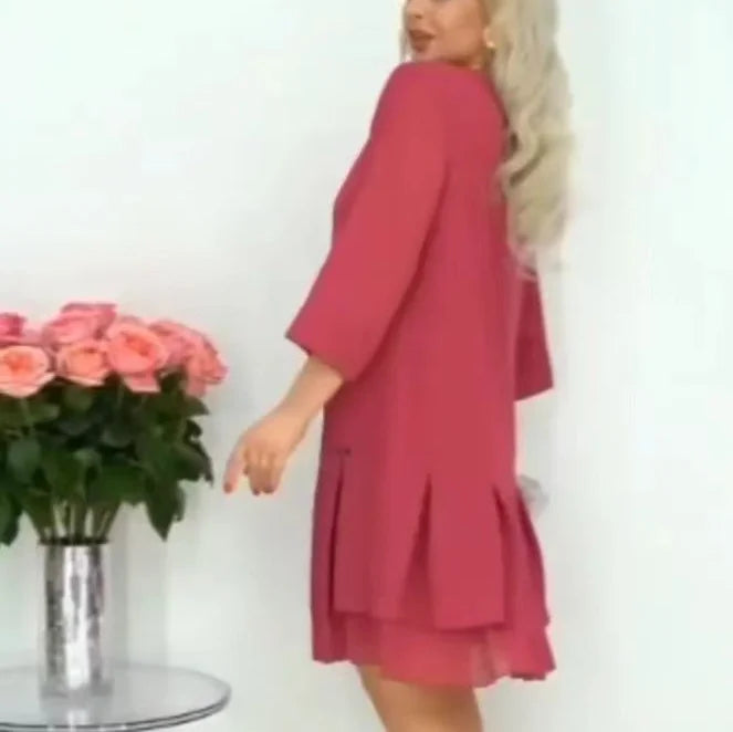 🌷Vestido de menina rosa com folhos em cor sólida