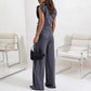 Conjunto elegante de duas peças para mulher em cor sólida