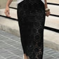 Elegante saia feminina de renda vazada e corte justo