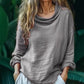 Blusa de linho para mulher, estilo boémio, simples e casual, de manga comprida