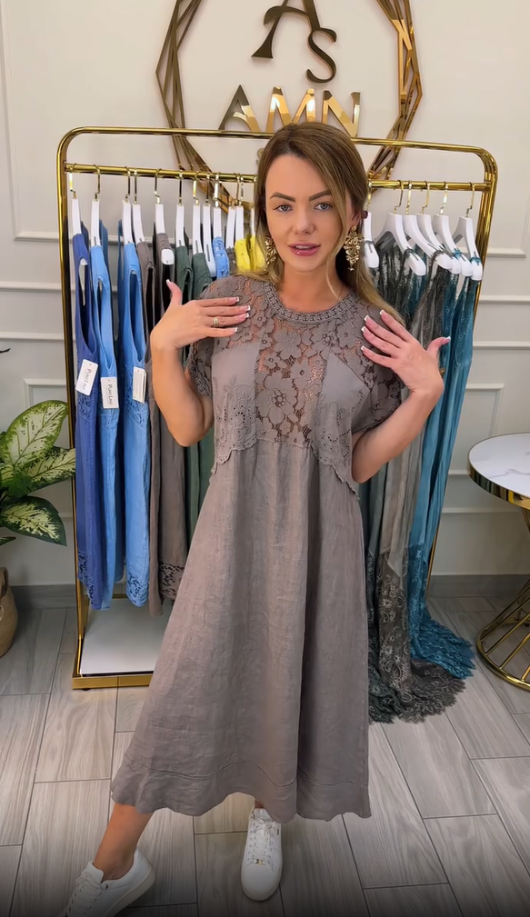 Novo vestido elegante de renda para senhoras