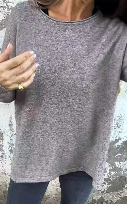 🌹Camisola de senhora de gola redonda e manga comprida