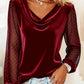 Blusa de manga comprida com painéis e gola baloiço