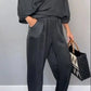 Conjunto de blusa e calças para menina com decote em V