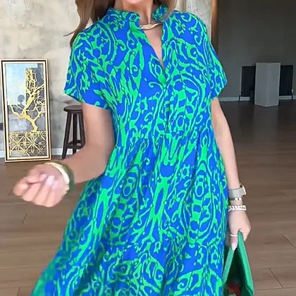 🤩🤩Oferta por tempo limitado⏰Saia maxi casual feminina estampada em formato A