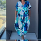 👗Vestido casual para mulher elegante estampado com decote em V