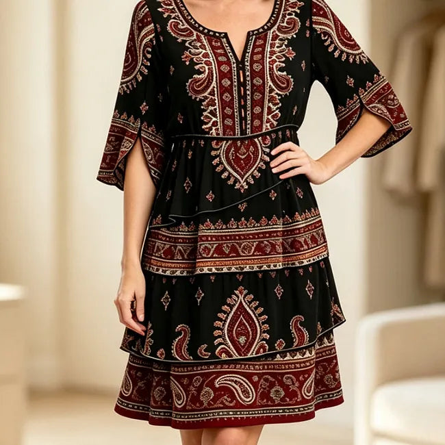 💃 Vestido de menina estilo boho com decote em V e folhos