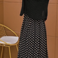 Vestido de menina às bolinhas + casaquinho de chiffon
