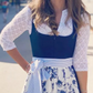 Vestido de renda floral de verão com decote em V para festa
