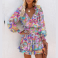 ⏳Por tempo limitado, 50% de desconto⏰Vestido curto para mulher com decote em V, manga comprida e bainha com folhos👗