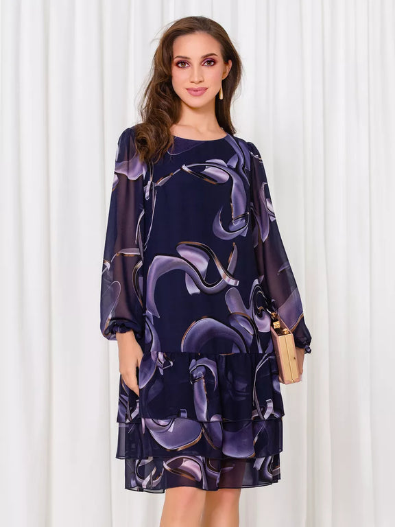 Vestido elegante com mangas franzidas
