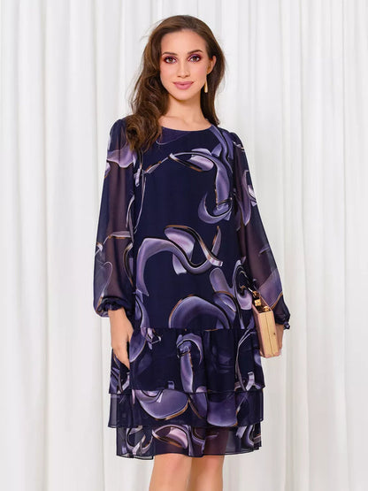 Vestido elegante com mangas franzidas